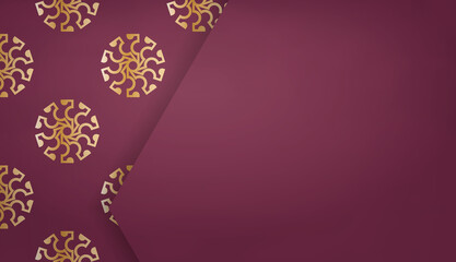 Burgundy banner with vintage gold ornament for design under your text