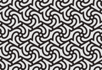 Pattern with monochrome bold curved stripes forming stylish monochrome background. Abstract geometric vector design for textile, fabric and wrapping. Stylish vintage design for sun louver.