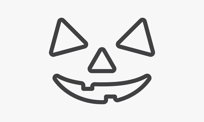 line icon scary face halloween isolated on white background.