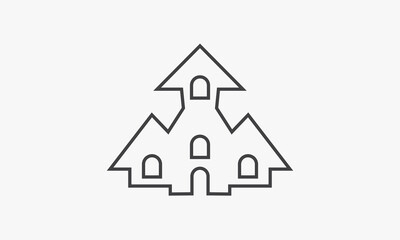 line icon castle isolated on white background.