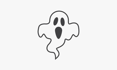line icon spooky ghost isolated on white background.