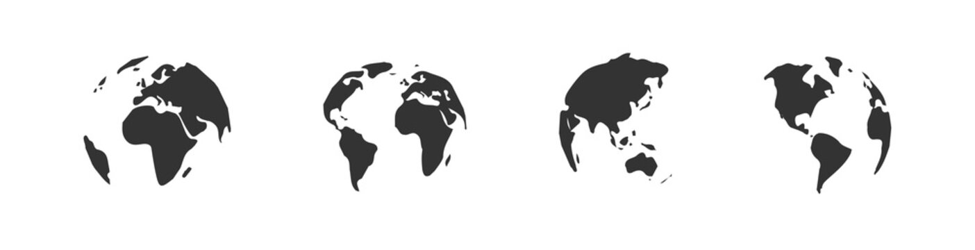 Earth globe icon isolated on white background. Vector illustration in flat