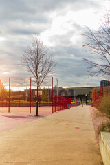 minimal modern architecture park high-tech geometric shapes exterior