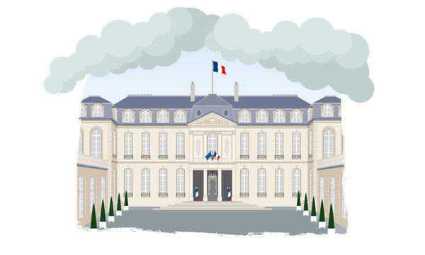 Dessin r&eacute;aliste du palais de l&rsquo;Elys&eacute;e, r&eacute;sidence du pr&eacute;sident de la r&eacute;publique fran&ccedil;aise.