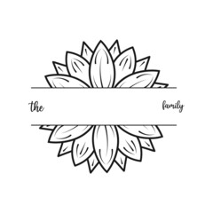 Family Monogram with Blank Space for Name, Floral Ornament for print, card etc
