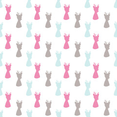 Christmas deer. Pattern of blue, pink, grey and brown deer. Seamless pattern.