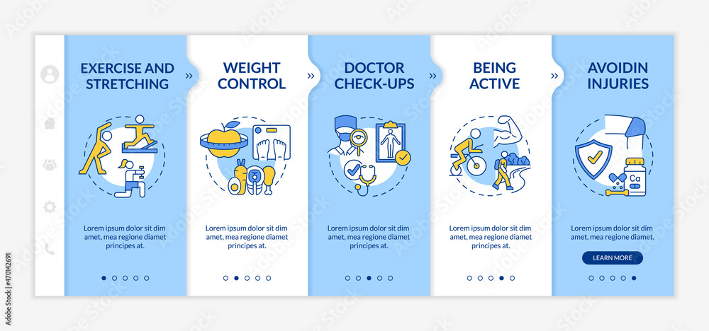 Poster risk of arthritis reduction onboarding vector template. responsive mobile website with icons. web pa
