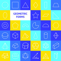 Geometric Forms Line Icons. Vector Thin Outline Platonic Solid Symbols.