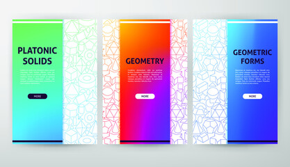 Geometric Forms Web Design. Vector Illustration of Outline Posters.