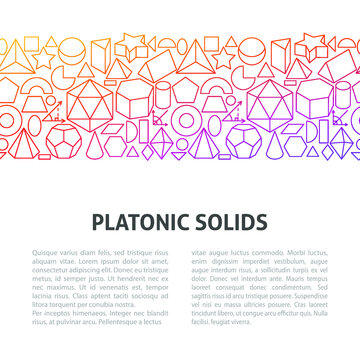 Platonic Solids Geometry Line Template. Vector Illustration of Outline Design.