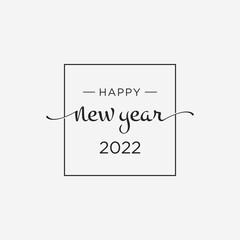 We wish you Happy New Year 2022 handwritten lettering typography line design.