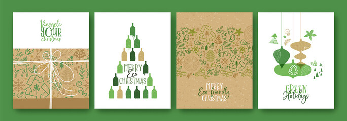 Merry Christmas green eco friendly gift card set