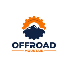 Mountain offroad logo icon vector template. Simple design of offroad car tire logo with mountain. © myupoo