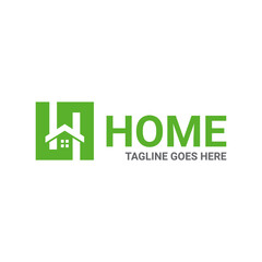 Home logo icon vector template. A simple house logo showing the initials the letter H.
