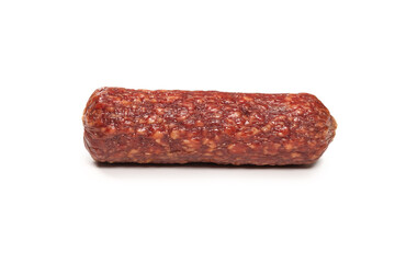 Tasty salami isolated on a white background.