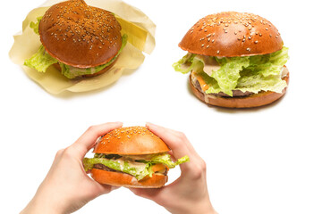 Hamburger isolated on a white background.