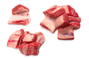 Raw beef ribs isolated on white background.