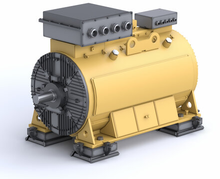 Huge industrial electric motor on a white background. 3d render