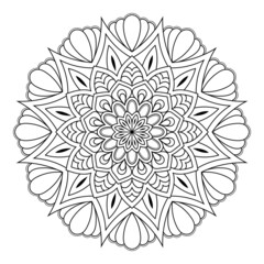 Mandala Coloring page vector illustration, abstract pattern, decoration for interior design, ethnic oriental circular decorative ornament