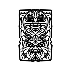 Tiki mask. Maori or polynesia pattern. Good for prints and tattoos. Isolated. Vector