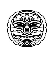 Tiki mask. Maori or polynesia pattern. Good for prints and tattoos. Isolated. Vector