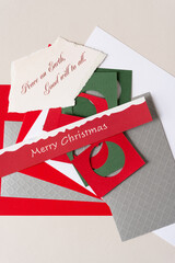 paper collage with old christmas card greetings