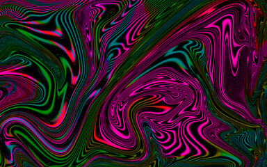 Psychedelic colorful distorted liquify effect digital art background.