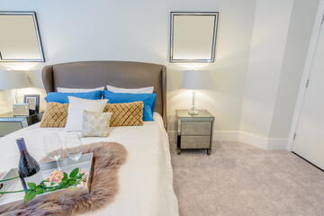 Beautiful and modern home and hotel bedroom interior design.