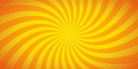 Fototapeta premium Pop art sunburst retro yellow background. Abstract yellow pop art comic illustration. Pop art radial yellow vintage texture. Stock vector