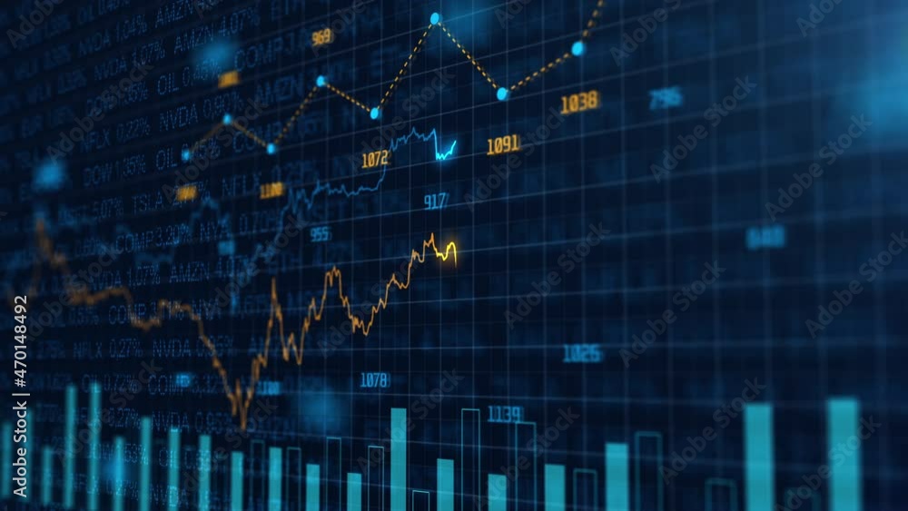 Poster stock market and information of exchange with data of price on market wall. change and volume. finan