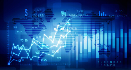 2d rendering Stock market online business concept. business Graph 