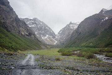 Beautiful Midagrabin valley in spring in North Ossetia