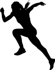 Vector silhouette of an athletic woman Jumping high