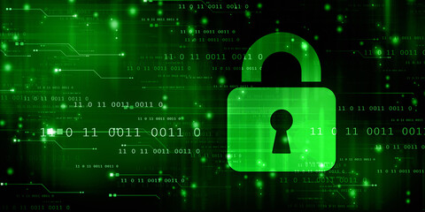 2d illustration Safety concept: Closed Padlock on digital background

