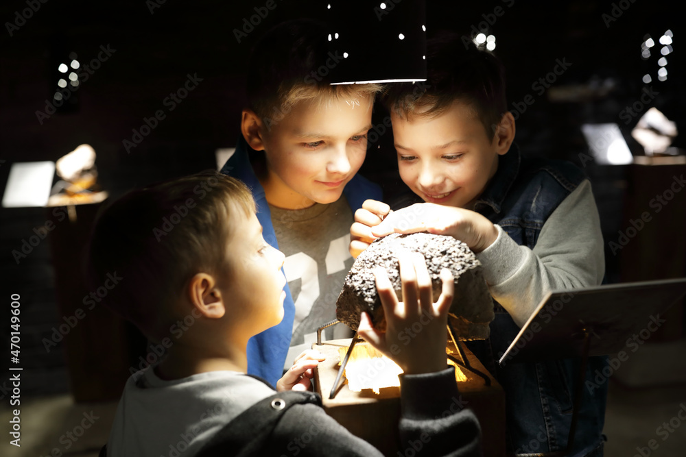 Wall mural children studying natural mineral