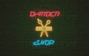 barber shop neon light