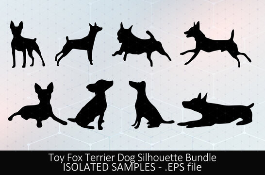 American Toy Fox Terrier Dog Silhouette Bundle, Isolated Images EPS SVG Cricut Printable, Dog SVG Cut Files, 