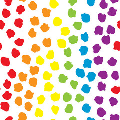 Polka dot rainbow abstract seamless pattern on white background. Vector design for textile, backgrounds, clothes, wrapping paper, web sites and wallpaper. Fashion illustration seamless pattern.