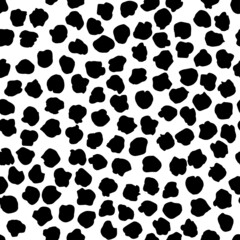 Black polka dot abstract seamless pattern on white background. Vector design for textile, backgrounds, clothes, wrapping paper, fabric and wallpaper. Fashion illustration seamless pattern.