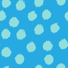 Polka dot light blue abstract seamless pattern on blue background. Vector design for textile, backgrounds, clothes, wrapping paper, web sites and wallpaper. Fashion illustration seamless pattern.