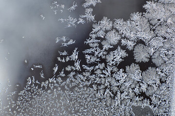 Frosty pattern on the window pane.