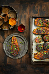 Spicy Indian baked eggplant 