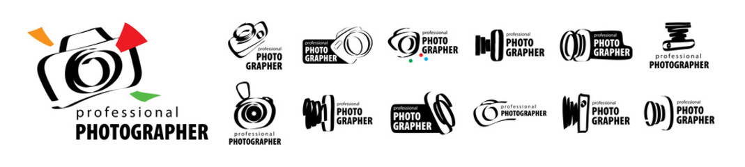 A set of vector logos for the photographer on a white background - obrazy, fototapety, plakaty