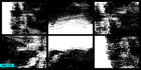 Grunge brush strokes textures set. Ink paintstrokes backgrounds. Distressed acrylic paint backdrops. Abstract artistic overlays collection. Rough grunge textures.