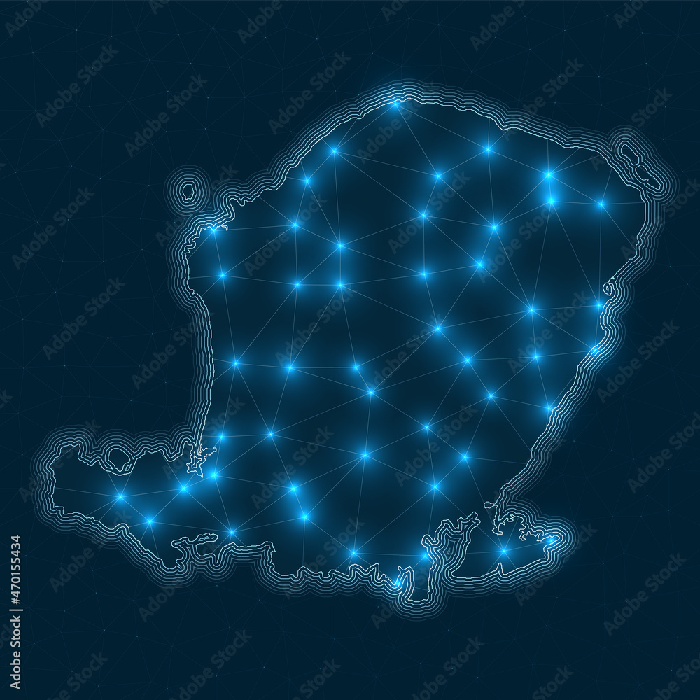 Aufkleber lombok network map. abstract geometric map of the island. digital connections and telecommunication 