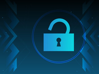 2d illustration Safety concept: Closed Padlock on digital background, shield 