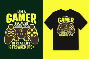 I'm a gamer typography gaming t shirt design 