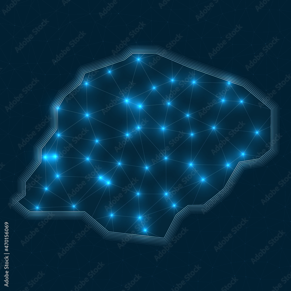 Poster inisheer network map. abstract geometric map of the island. digital connections and telecommunicatio