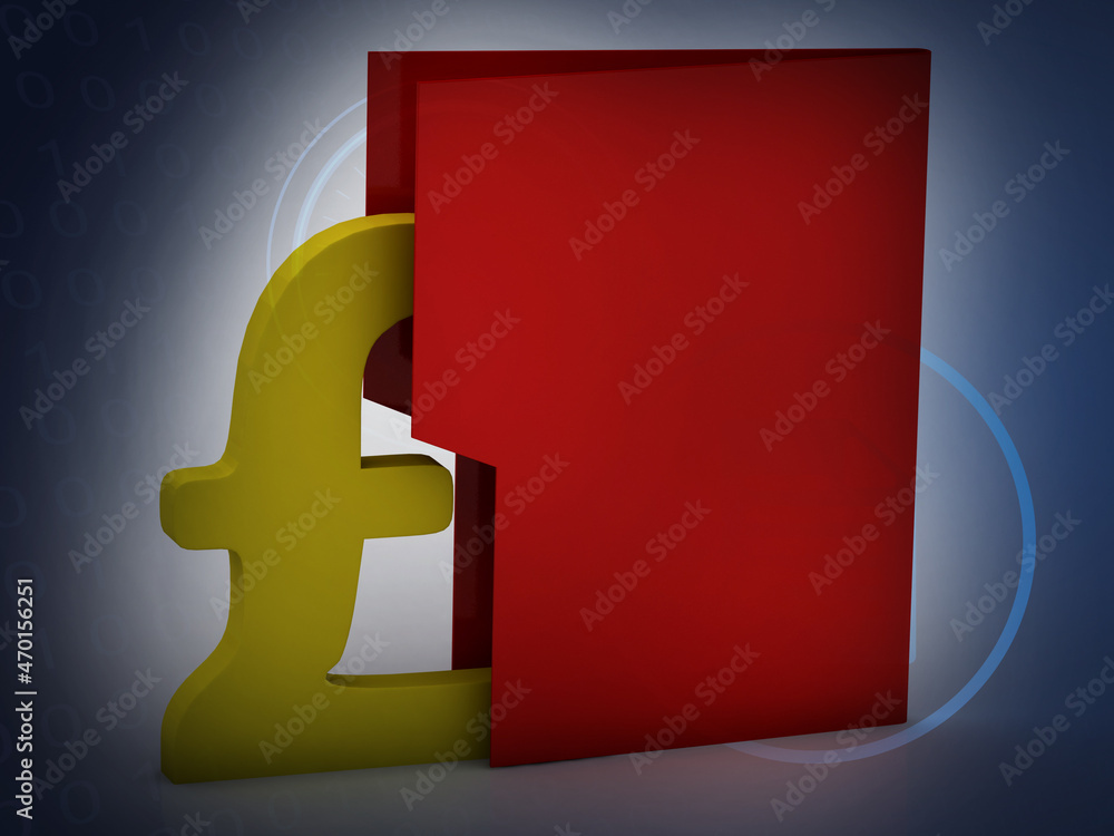 Poster 3d rendering euro symbol with folder document