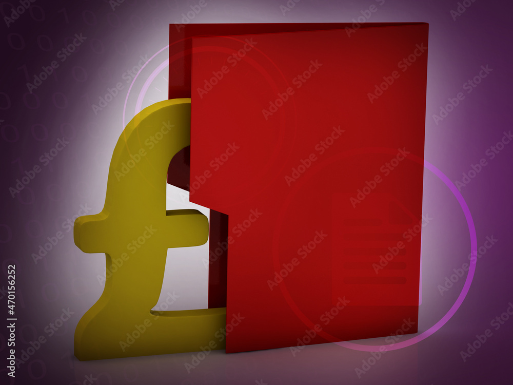 Poster 3d rendering euro symbol with folder document